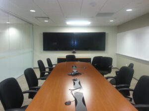 dual TV and web conference display in a conference room